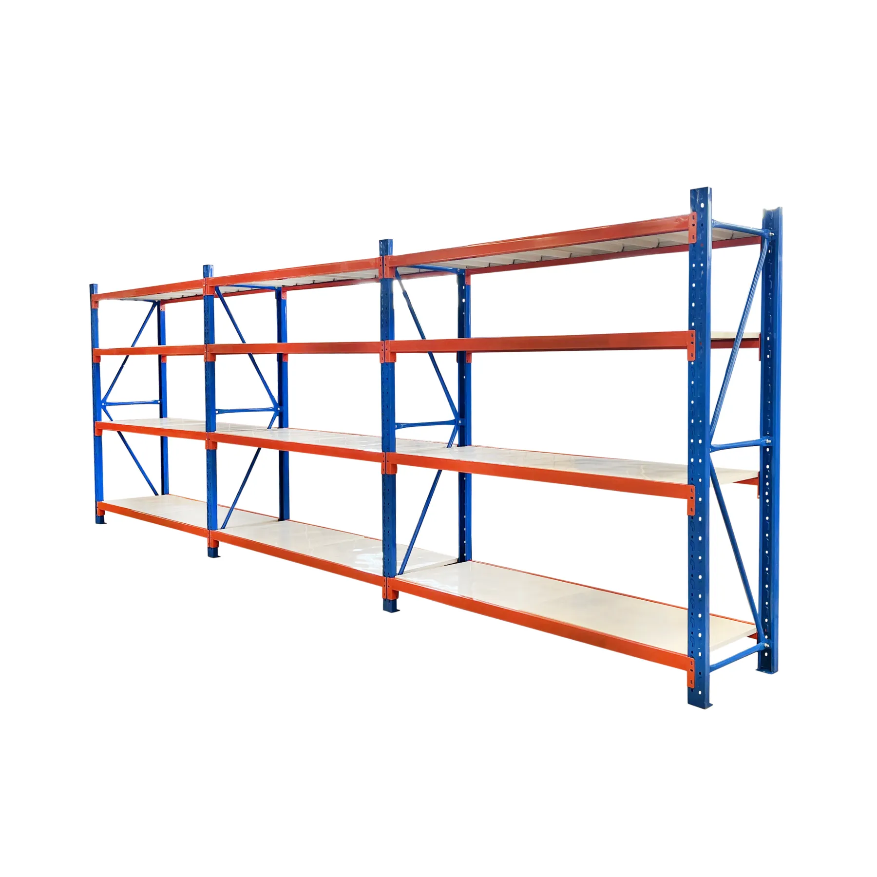 3 Bay Longspan Shelving 2000H x 6000W x 600D Blue/Orange view 1